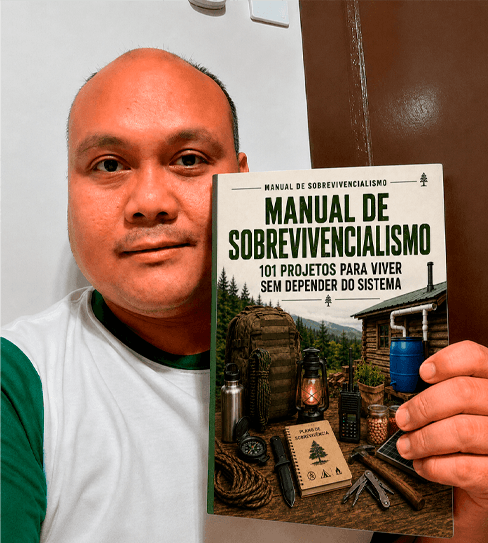 Cliente com o Manual de Sobrevivencialismo em mãos — foto 01